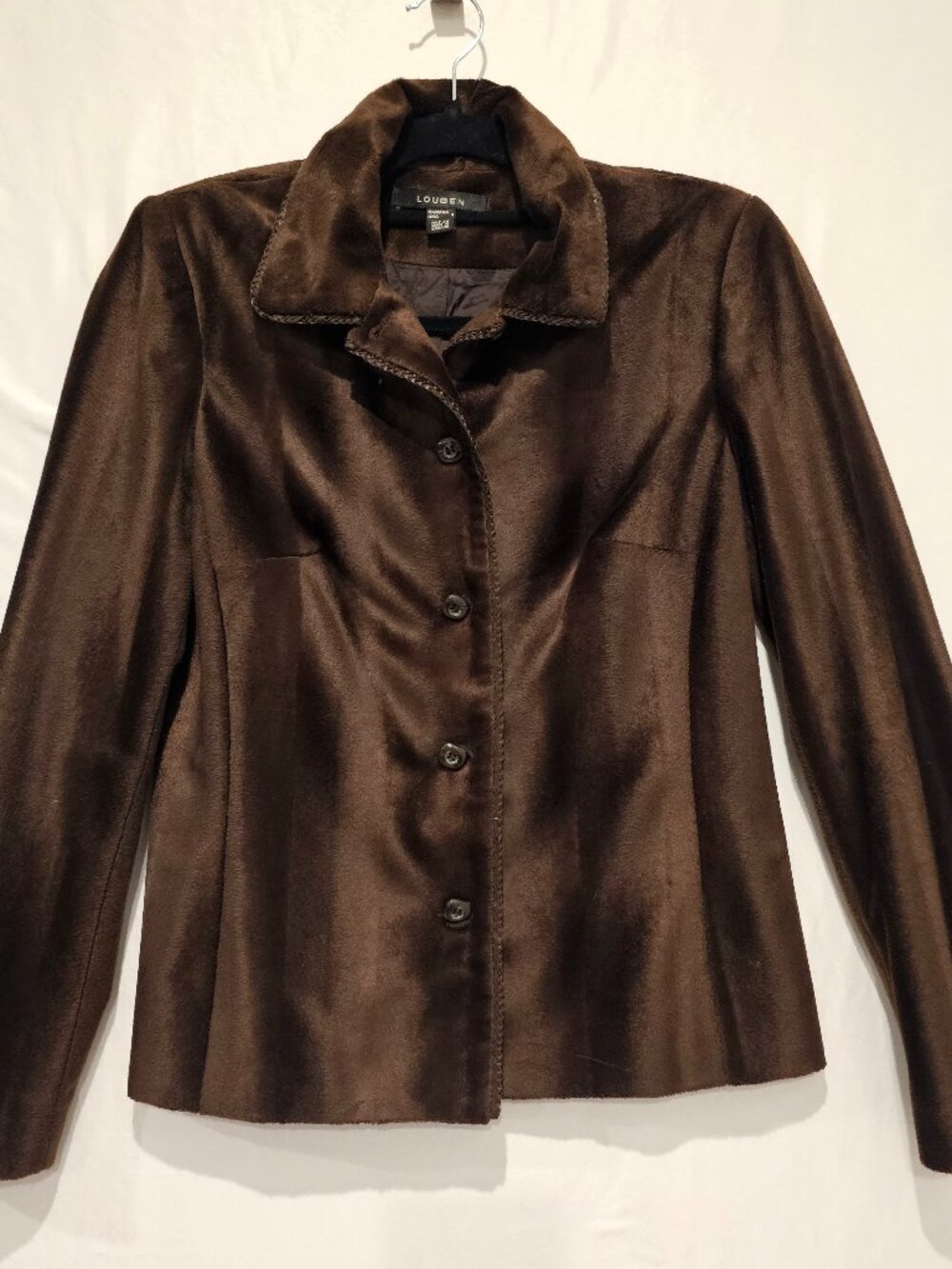 Vintage Louben Canada Brown Faux Fur Suede Blazer Jacket Women's Size 4